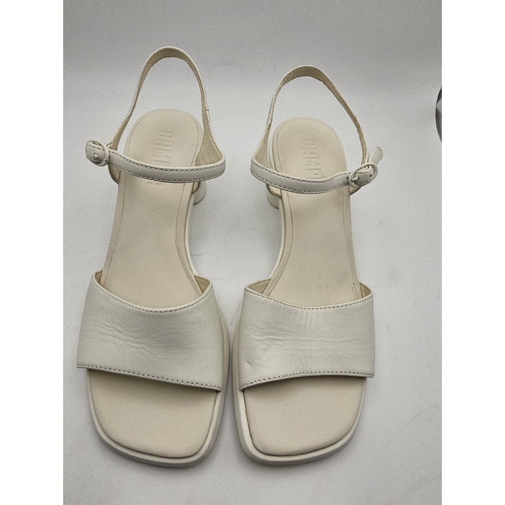 Camper Cream Leather Ankle Strap Block Heel Sandals Size 39 / US 8.5-9 Women's